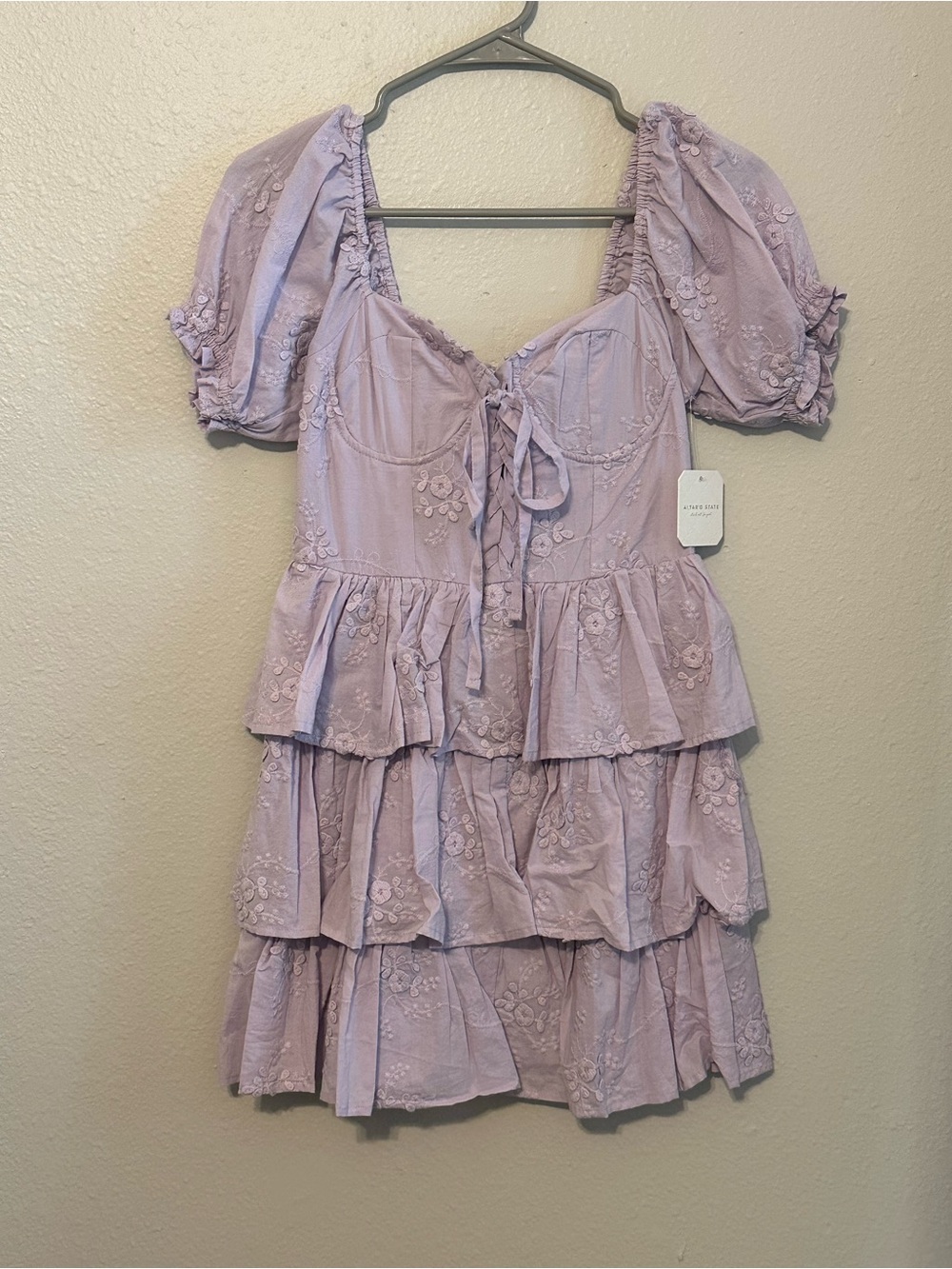 Altar'd State Lavender Tiered Ruffle Mini Dress